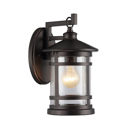 Feeltheglow 11 in. Tall Abbington Transitional 1 Light Rubbed Bronze Outdoor Wall Sconce FE2542761